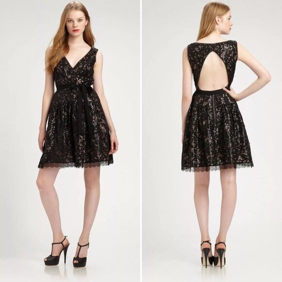 BCBG MaxAzaria Katarina Sleeveless Sequined Open Back Cocktail Dress Size 4 - Picture 1 of 8